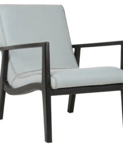 Alternative view of Colonial Grey Leather Chair with Black Teak Frame