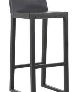 Alternative view of Colonial Black Leather And Teak Wood Bar Chair