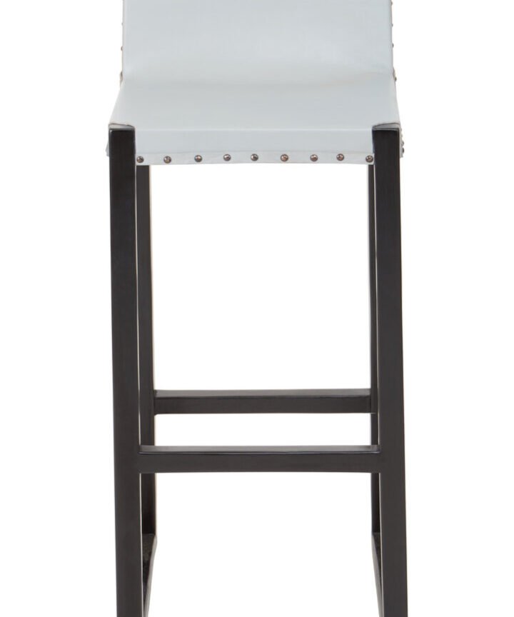 Colonial Grey Leather Bar Stool