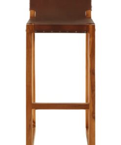 Alternative view of Colonial Brown Leather Bar Chair with Teak Wood Frame