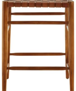 Alternative view of Colonial Brown Woven Leather Barstool