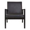 Colonial Black Leather and Teak Wood Armchair