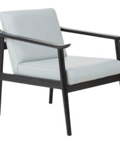 Alternative view of Colonial Grey Leather Chair with Black Teak Wood Frame