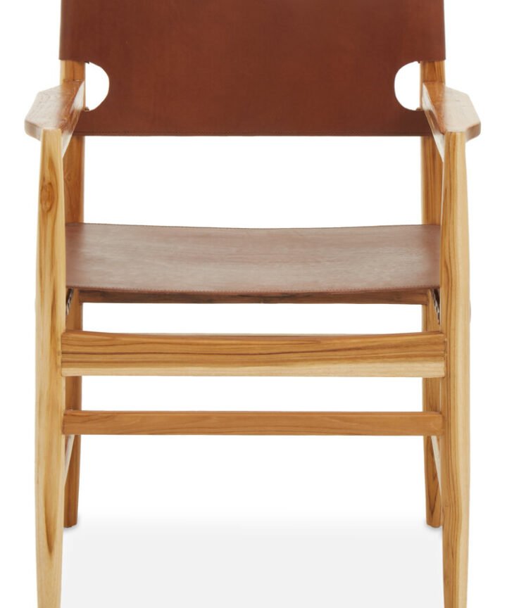 Colonial Antique Brown Leather Chair