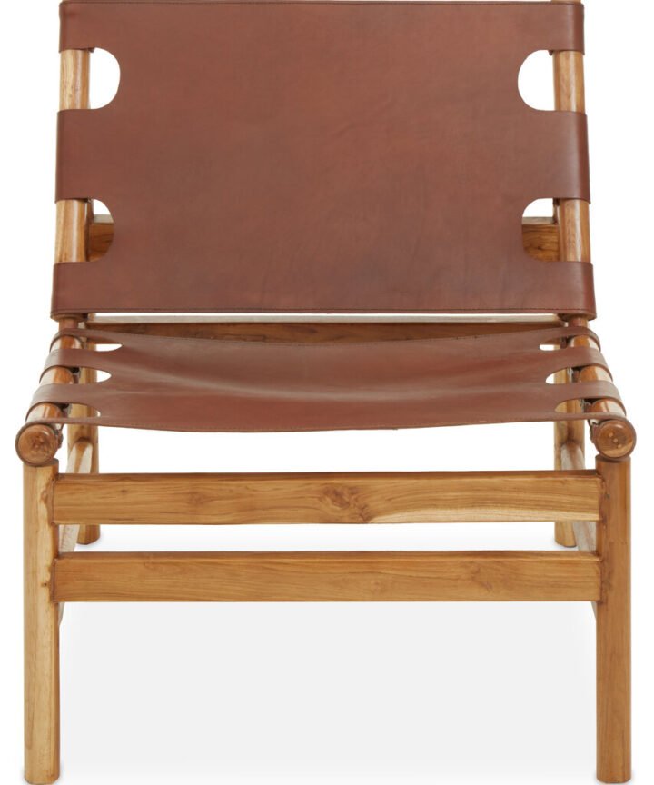 Colonial Antique Brown Leather Sling Chair
