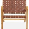 Colonial Dark Brown Leather and Teak Chair