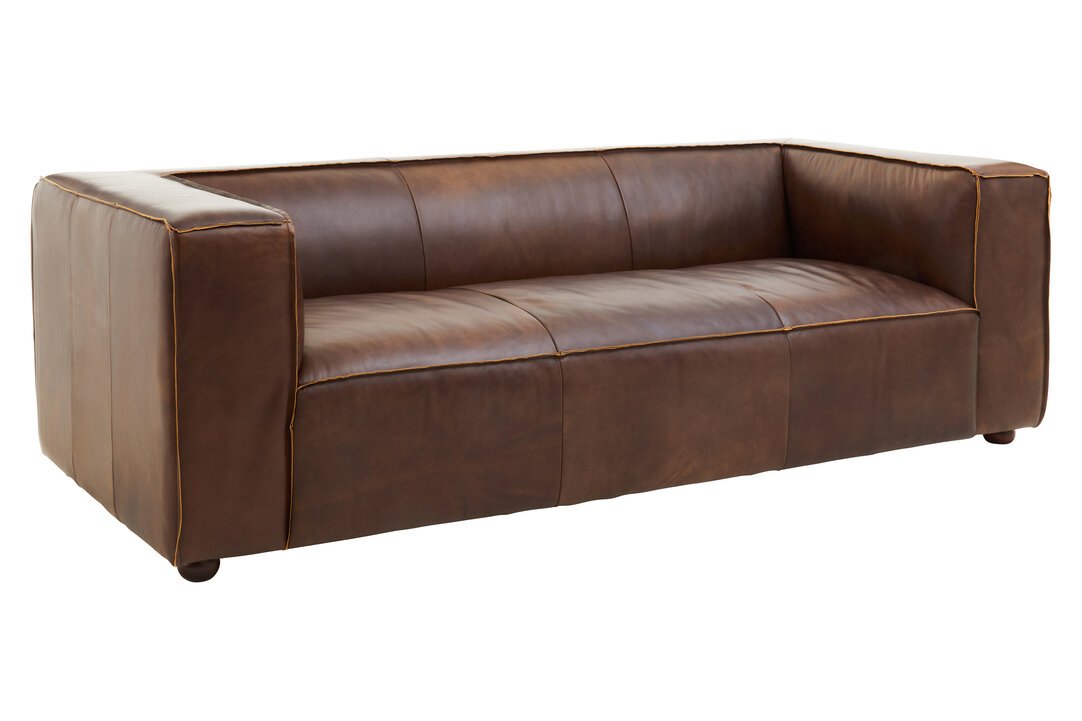 Boss Three Seater Mexico Brown Leather Sofa - Image 2