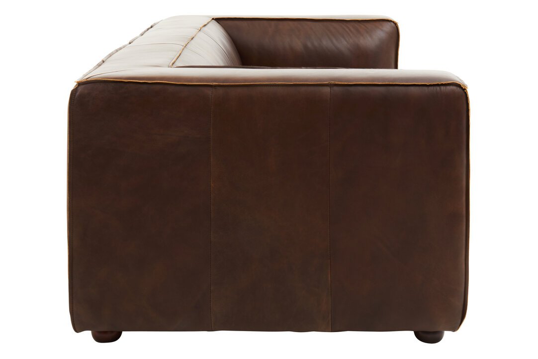 Boss Three Seater Mexico Brown Leather Sofa - Image 3