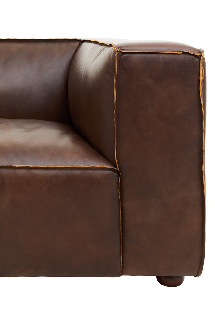 Boss Three Seater Mexico Brown Leather Sofa - Image 5