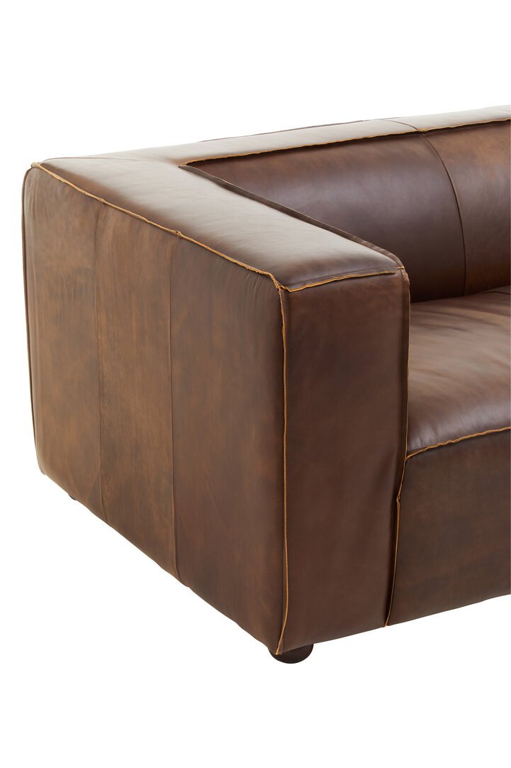 Boss Three Seater Mexico Brown Leather Sofa - Image 6