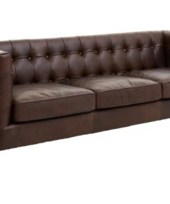 Alternative view of Boss Three Seater Tufted Back Leather Sofa