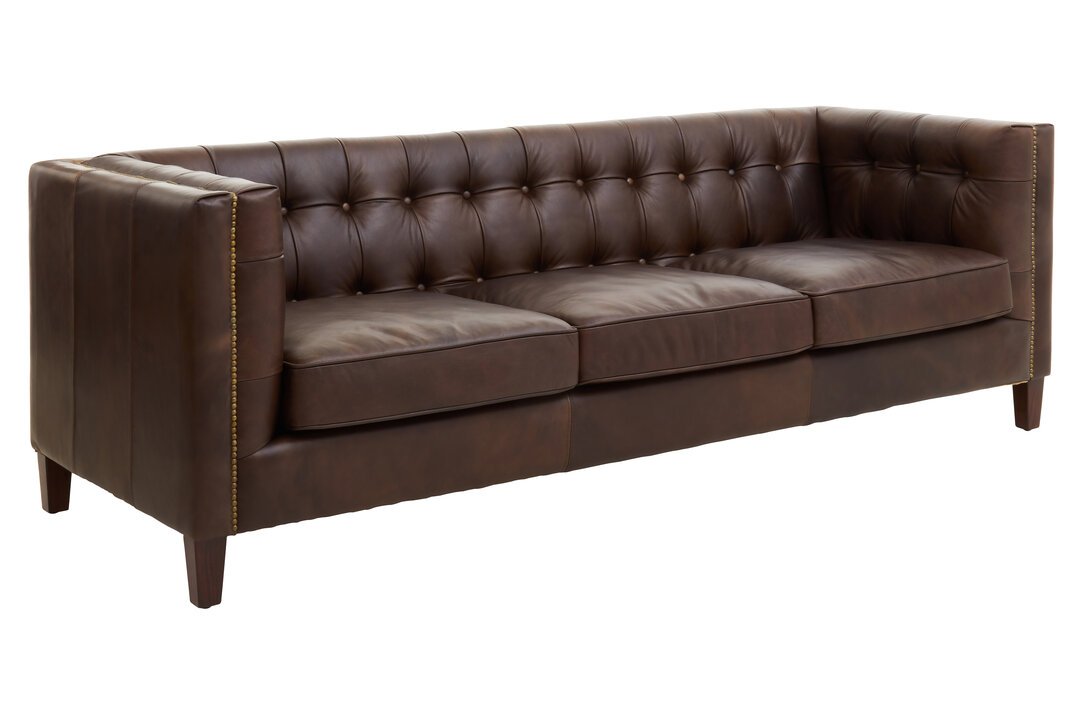 Boss Three Seater Tufted Back Leather Sofa - Image 2