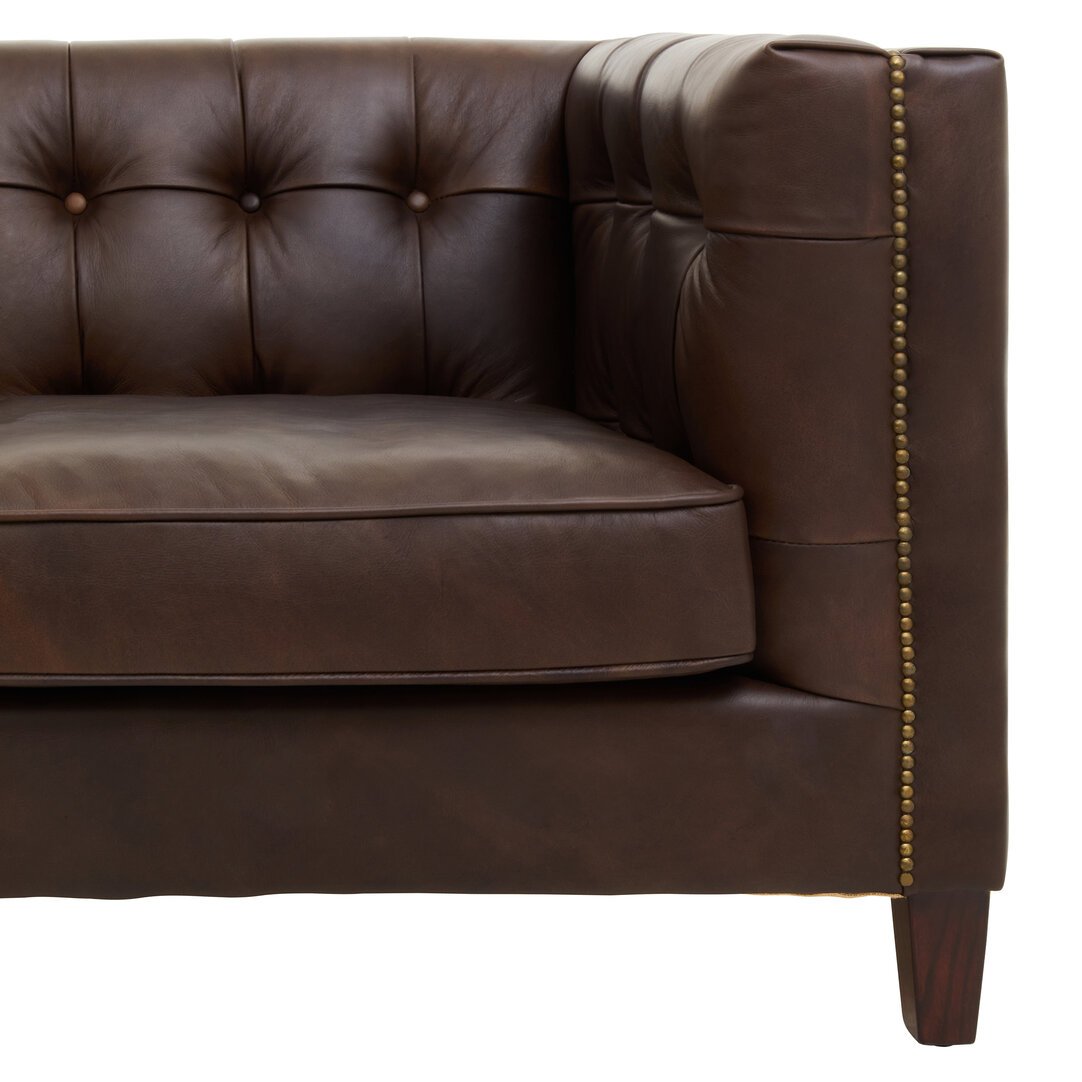 Boss Three Seater Tufted Back Leather Sofa - Image 5
