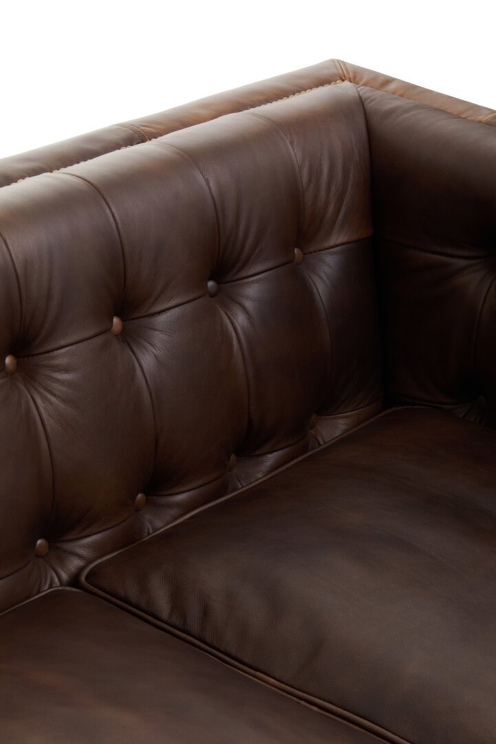 Boss Three Seater Tufted Back Leather Sofa - Image 7