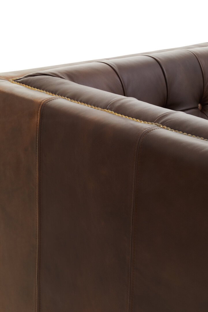 Boss Three Seater Tufted Back Leather Sofa - Image 8