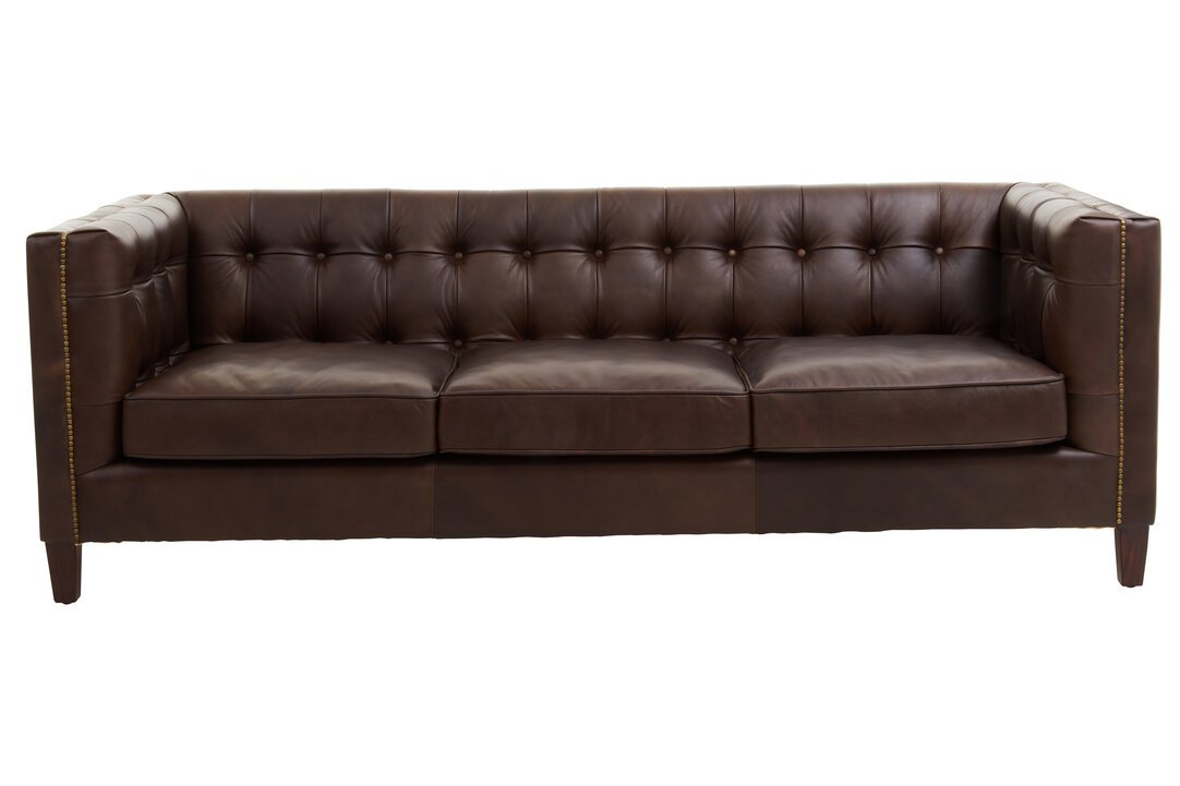 Boss Three Seater Tufted Back Leather Sofa