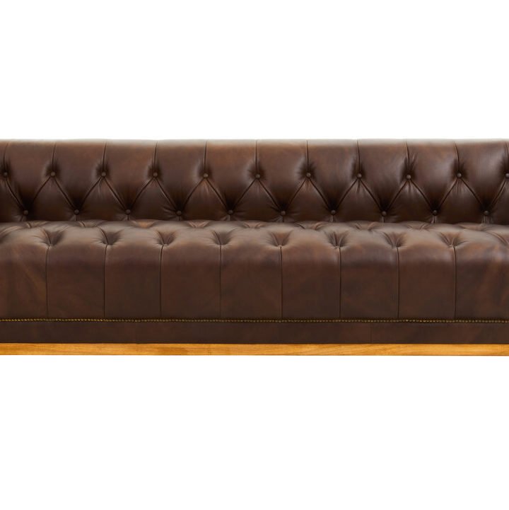 Boss Three Seater Tufted Leather Sofa