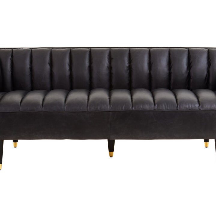 Boss Three Seater Leather Sofa With Flared Arms