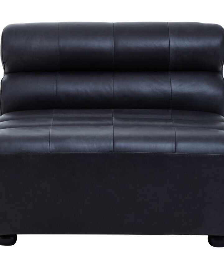 Boss Armless Distressed Slate Leather Sofa Chair