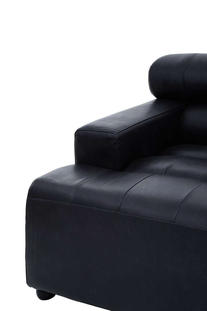 Boss Left Arm Slate Grey Leather Sofa - Image 7