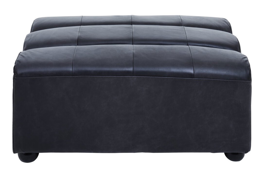 Boss Distressed Slate Leather Ottoman - Image 2