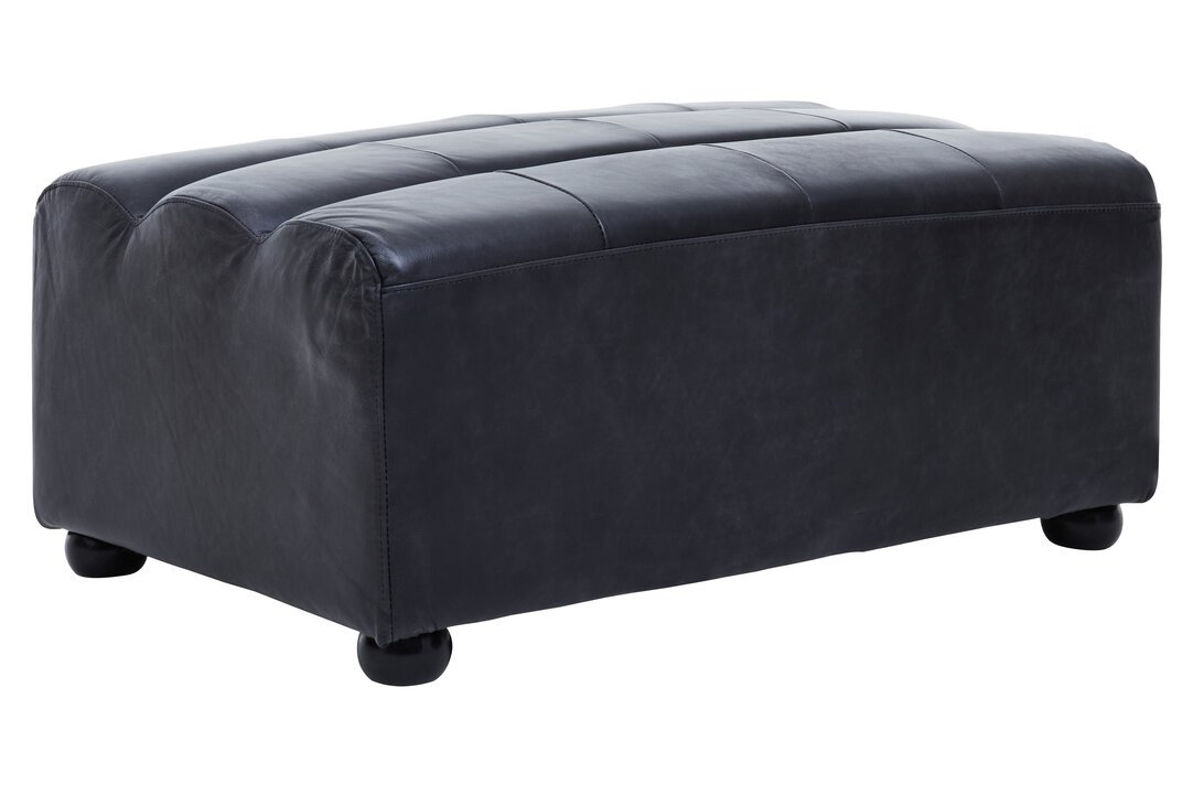 Boss Distressed Slate Leather Ottoman - Image 3
