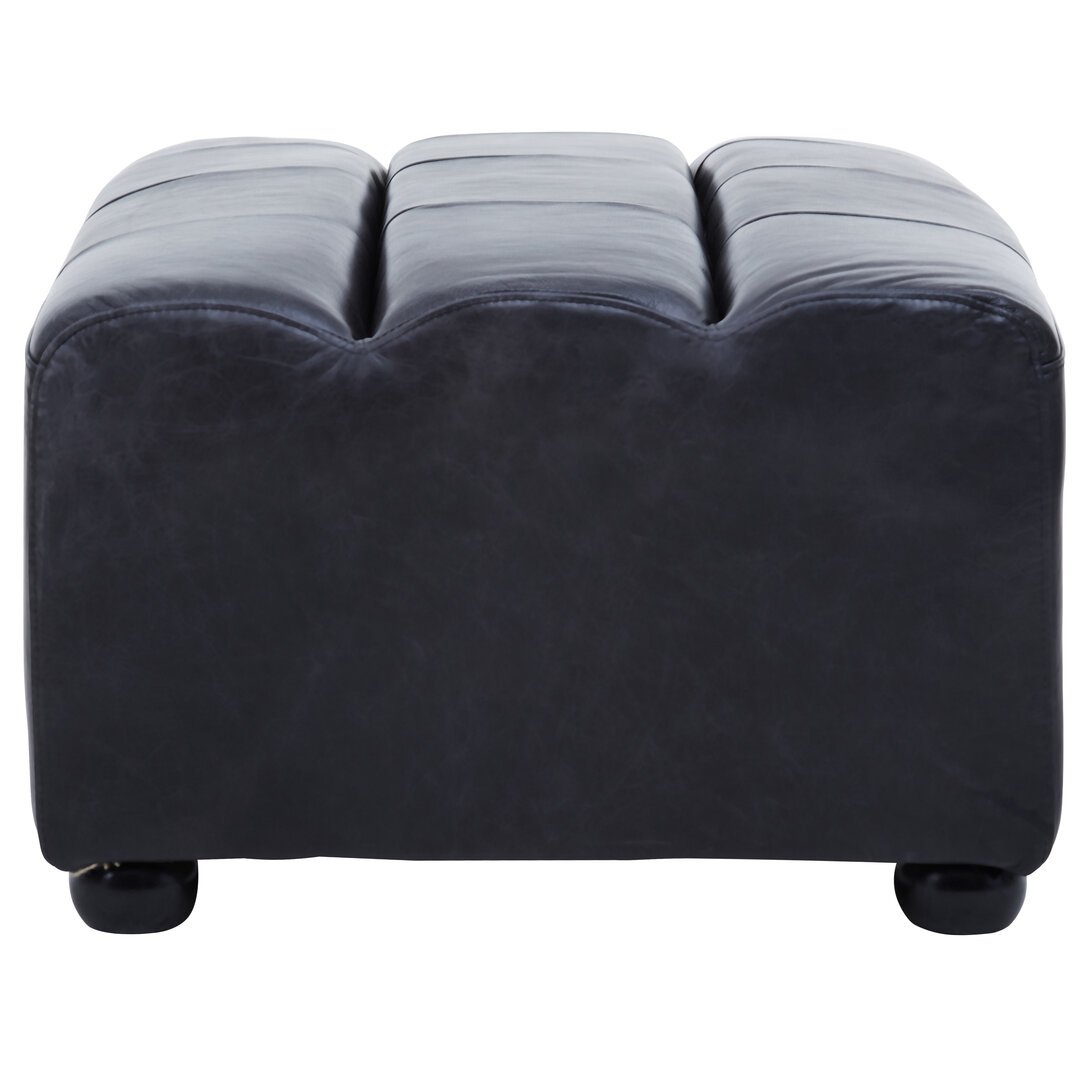 Boss Distressed Slate Leather Ottoman - Image 4