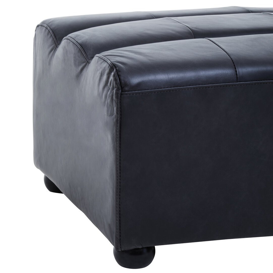 Boss Distressed Slate Leather Ottoman - Image 6
