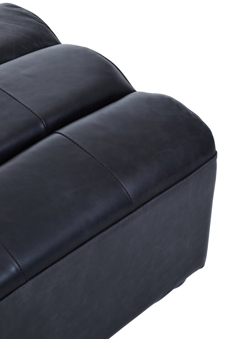 Boss Distressed Slate Leather Ottoman - Image 7
