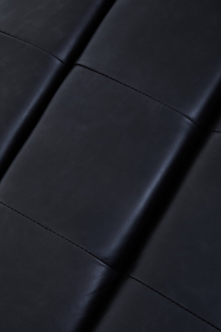 Boss Distressed Slate Leather Ottoman - Image 8