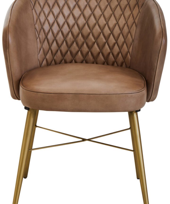 Belgravia Grey Leather Chair With Gold Finish Legs