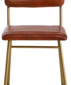 Belgravia Tan Leather Dining Chair With Gold Finish Frame