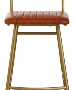 Belgravia Tan Leather Bar Chair With Gold Finish Frame