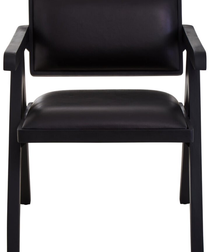 Belgravia Black Leather Armchair With Wood Frame