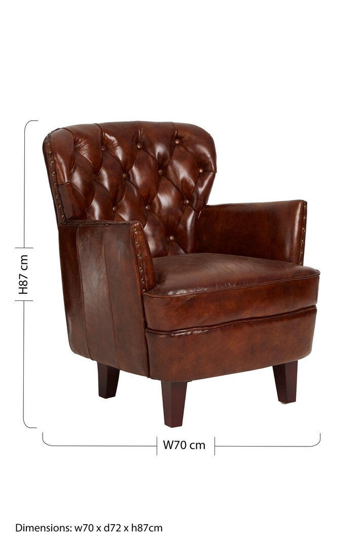 Hugo Brown Leather Armchair with Button Tufted Back - Image 5
