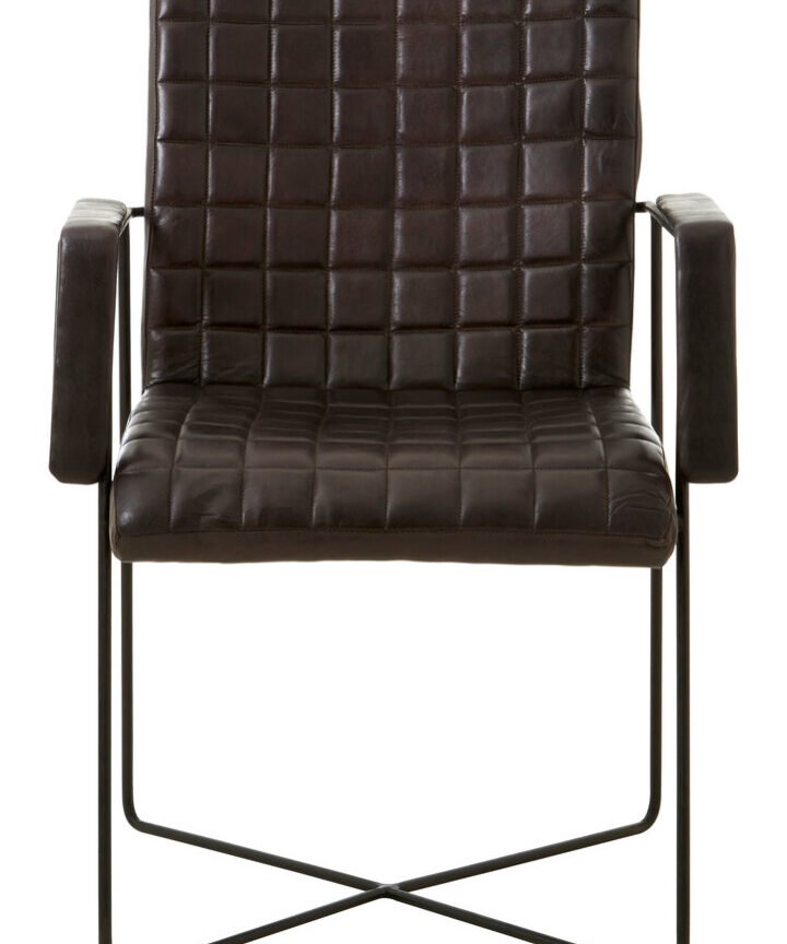 Belgravia Iron and Black Leather Weave Chair