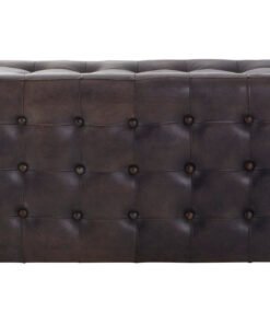 Belgravia Antique Brown Button Tufted Leather Bench