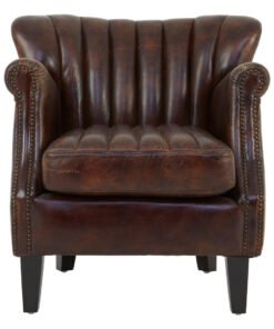 Hugo Winged Brown Leather Armchair