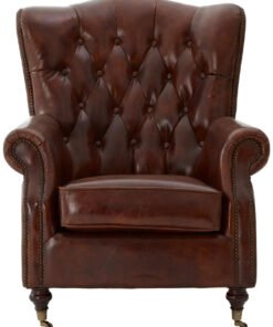 Alternative view of Hugo Brown Leather Scroll Armchair