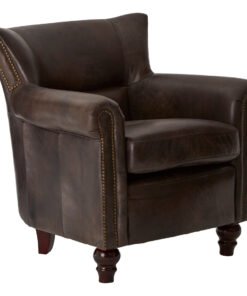 Hugo Dark Grey Brown Leather Armchair
