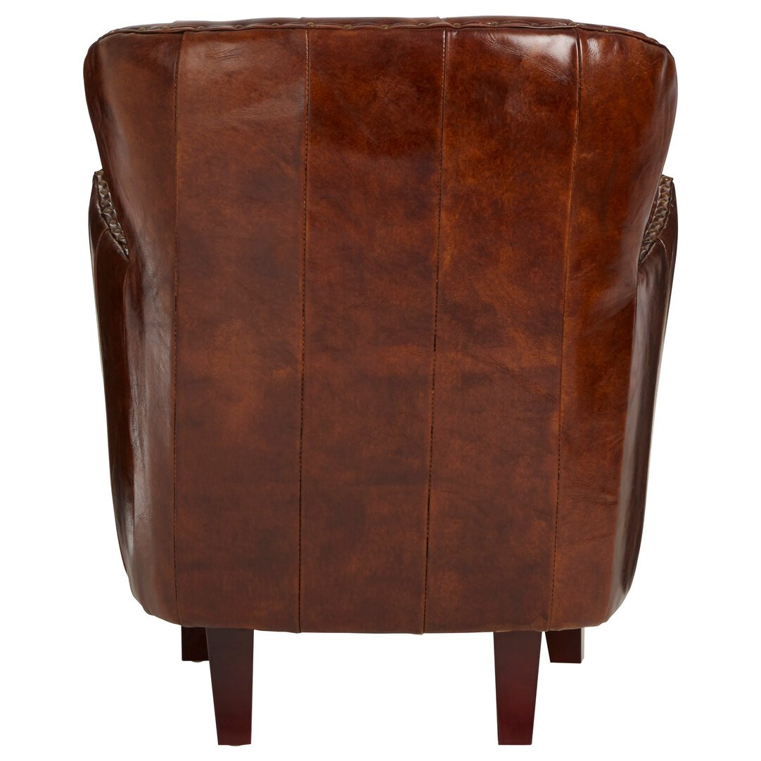 Hugo Brown Leather Armchair with Button Tufted Back - Image 4