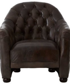 Alternative view of Hugo Dark Grey Brown Leather Tub Chair