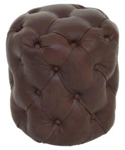 Alternative view of Hugo Button Tufted Brown Leather Stool