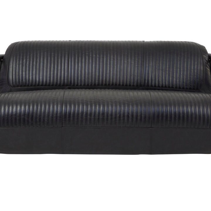 Hugo 3 Seat Black Leather Sofa