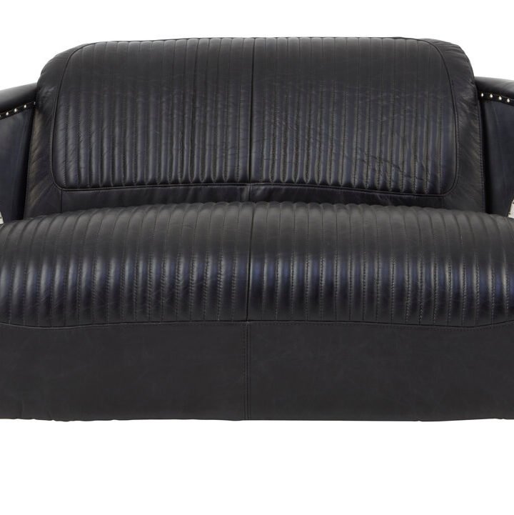 Hugo 2 Seat Black Leather Sofa