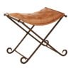 Belgravia Brown Leather and Iron Folding Stool