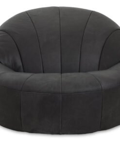 Farringdon Antique Black Leather Lounge Cocoon Chair