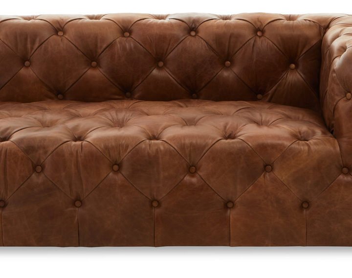 Farringdon Tufted Leather Right Arm Modern Chesterfield Sofa