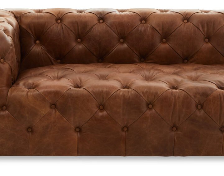 Farringdon Tufted Leather Left Arm Modern Chesterfield Sofa