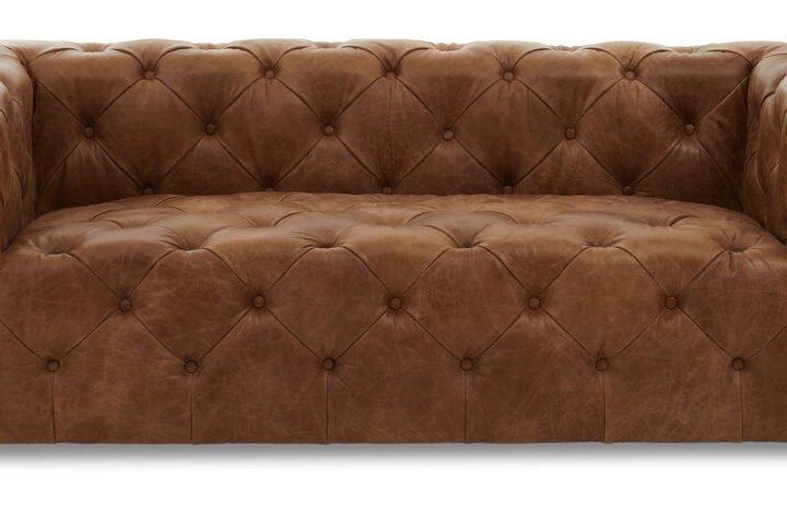 Farringdon Three Seat Tufted Leather Modern Chesterfield Sofa